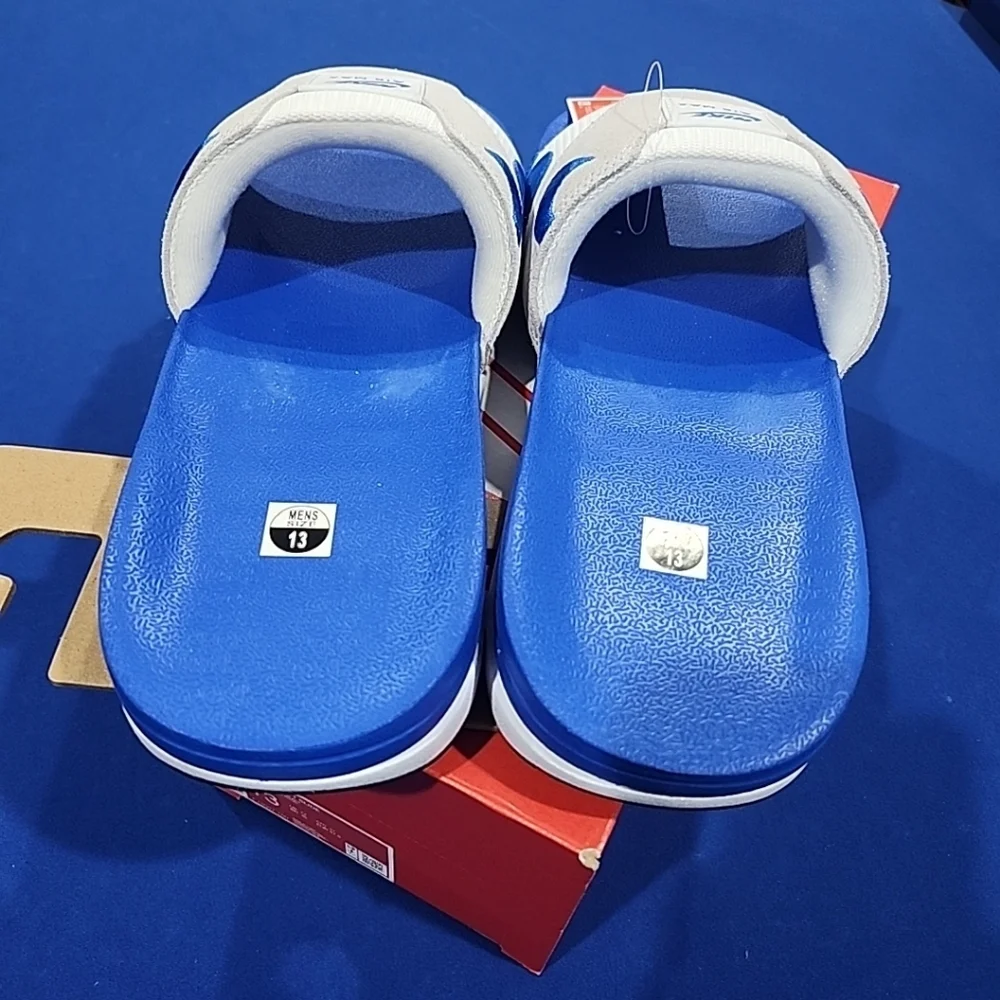 Sz 13 Nike Air Max 1 Slides Slippers Sandals 'White/Royal Blue' (FJ4007-100) - Picture 3 of 6